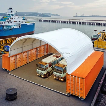 Heavy Duty 40ftx40ft Double Truss Container Dome Car Garage Metal Frame Shelter Back Wall Canopy Nature Pressure Treated Wood