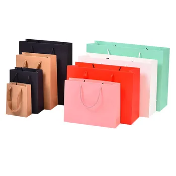 Factory Direct Sale Kraft Paper Shopping Bag With Handles Easy Carry High Quality Paper Cardboard Gift Bags With Customized Logo