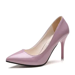 Elegant Light Purple Glossy Pointed-Toe Fashion Trend Formal Lace-Up Single Strap Thin Heels 7cm/10cm  Spring Summer Autumn