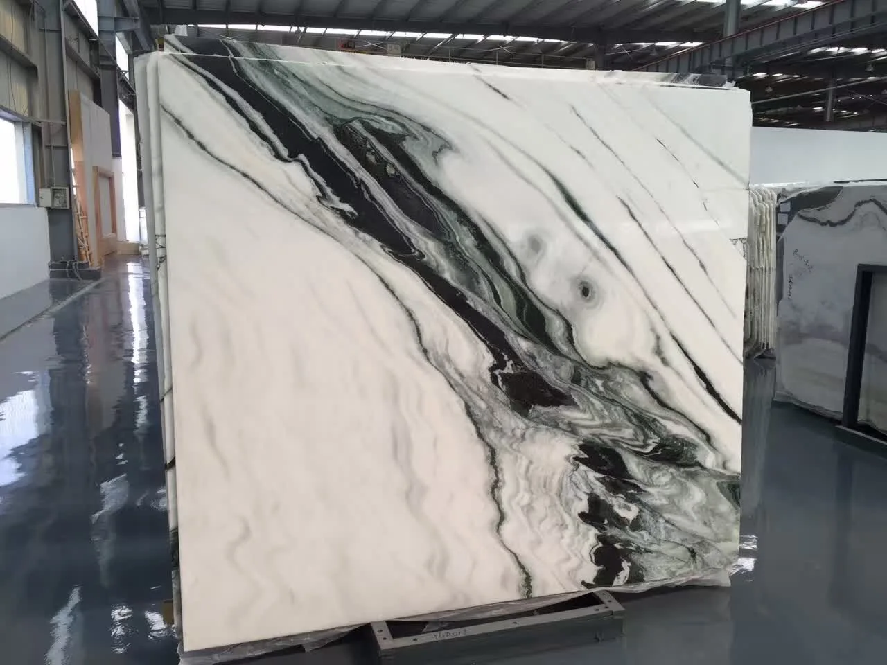 Modern China Panda White Marble Big Slab with Black Veins Polished or Honed Stone for Hotel Villa Bathroom Decoration