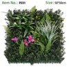 Pannello Murale con Erba Argentata, Felce, Fiori Rosa e Erba Mista