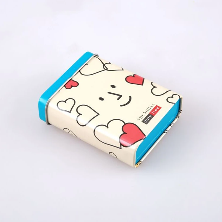 Custom Rectangular Hinged Lid Candy Mint Bandage Packaging Metal Tin Box for Band-aid