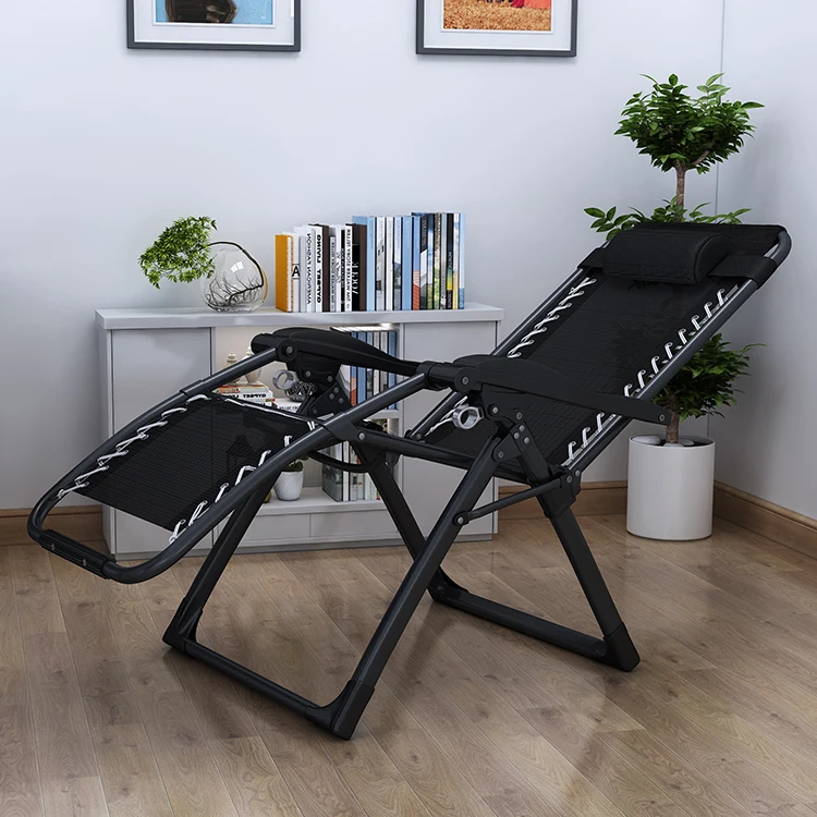 Wholesale Luxury Folding Chair Breathable Fabric Folding Sun Lounger Reclining Camping Chair with Pillow