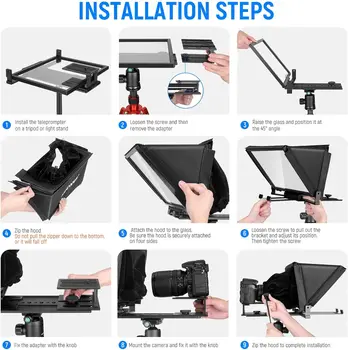 NEEWER X12 14 Inch Aluminum Alloy Teleprompter for iPad Tablet Smartphone DSLR Cameras with Remote Control, Carry Case, APP detail image