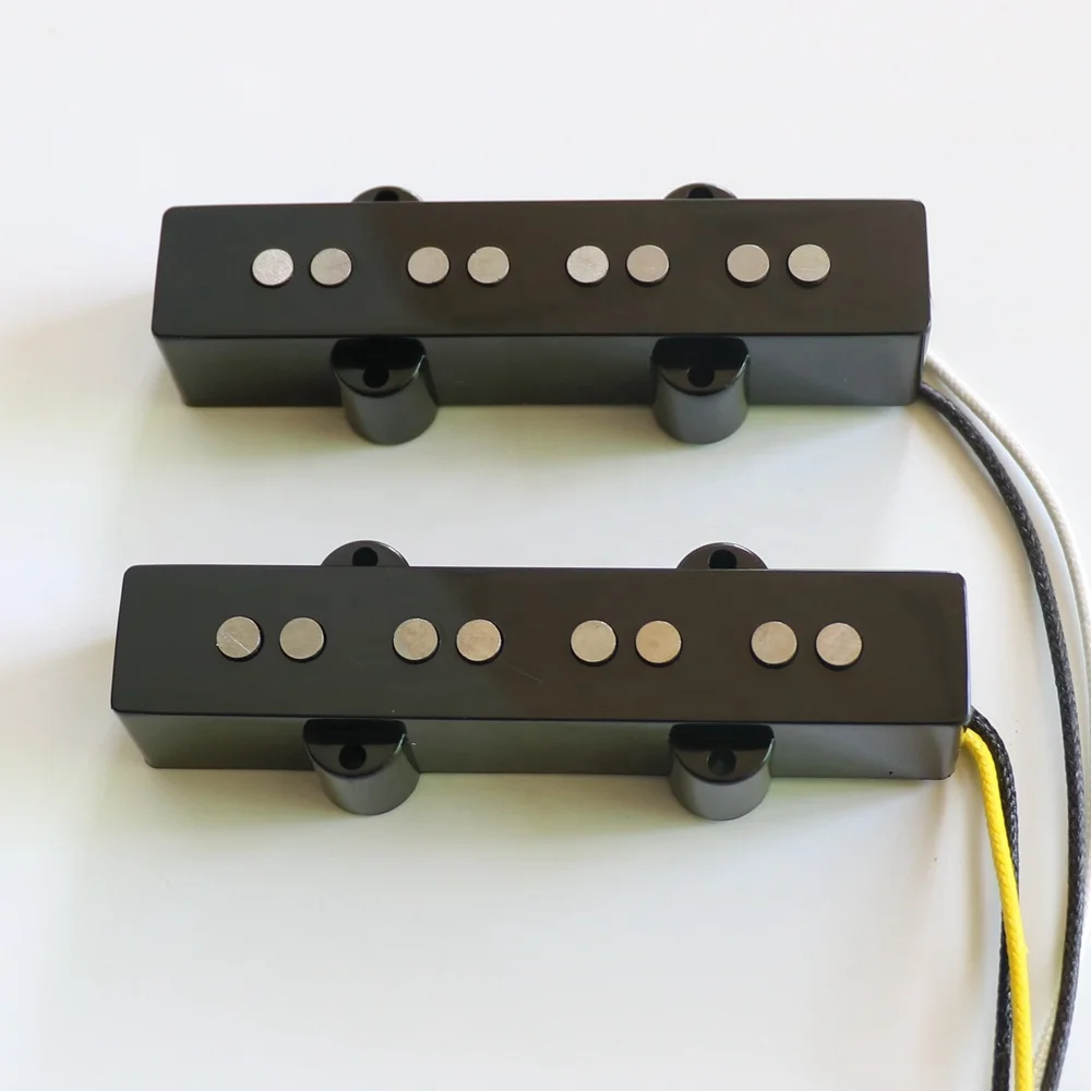 Donlis 1set 4 String 60's Vintage Alnico 5 Jazz Bass Pickups with Flatwork for Diy Bass Kits Building Parts Wholesale