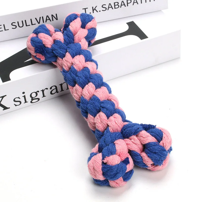 2025 New Pet Toy Colored Dog Bone Rope Knot Chew Resistant Cotton Rope Dog Toy
