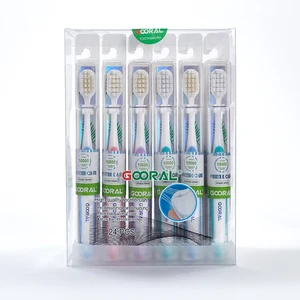 Hot Selling Double-Layer Adult Household Toothbrush Soft Nylon Bristle Biodegradable PVC Handle Disposable PVC Box Packaging