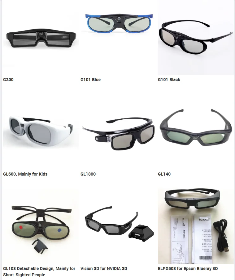 Dlp Link 3d Active Shutter Glasses, Rechargeable, <50