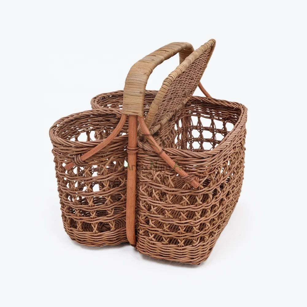 vintage picnic basket with wine holder