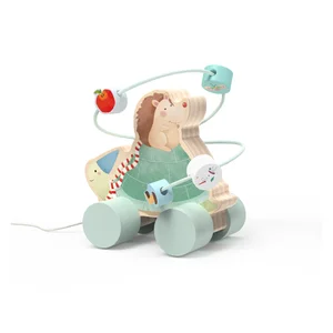 Toddler Toys Modern Unisex Educational Pull Along- Turtle and  Hedgehog Toy Durable Wood Material for Kids 12M+