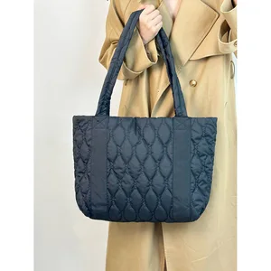 Custom Women Large Quilted Puffer Shoulder Bag Puffy  Oversized Puffer Tote Bag