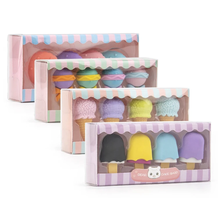 Оптовая продажа смешной 3D мороженое десерт еды карандаш ластик игрушка для детей