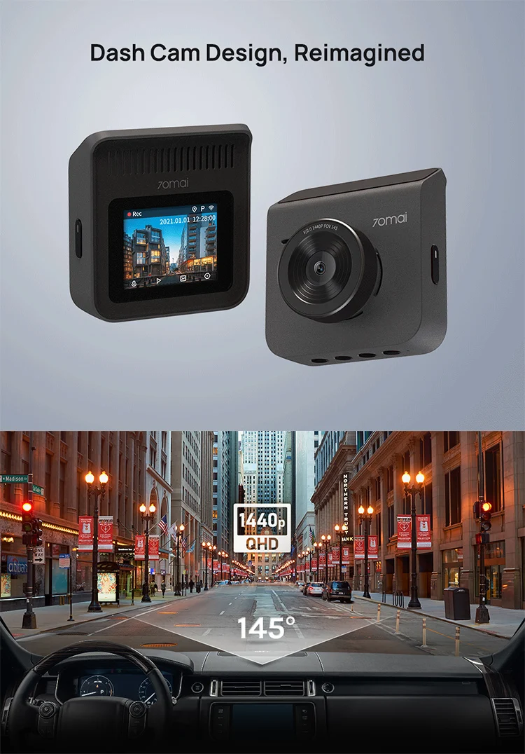 70mai A400 Dash Cam Set Car Recorder With Rear Camera Night Vision Wifi