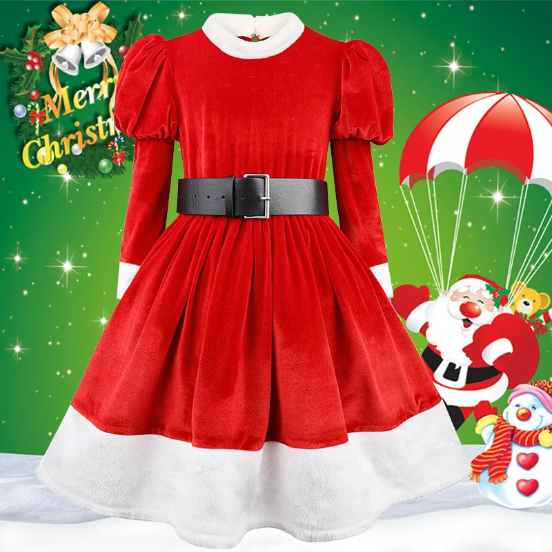 white christmas dresses Santa's Little Sweetheart Velvet Christmas Dress – Mia Belle Girls main image 1
