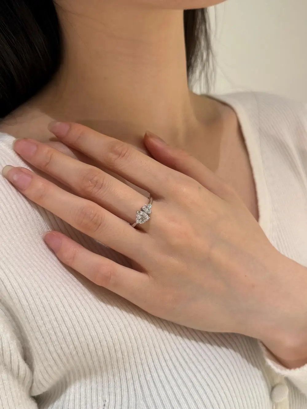 KAKODIY Women's Promise 925 Sterling Silver Engagement Wedding Classic Oval Double Heart Stone Ring detail 4
