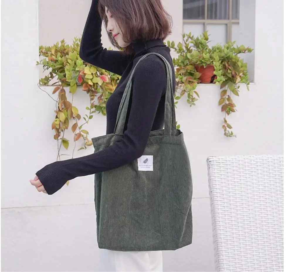 Luxury Designer Handbags 2023 New Corduroy Women's Shoulder Bag Reusable Shopping Bag Large Capacity Conventional Tote Bag