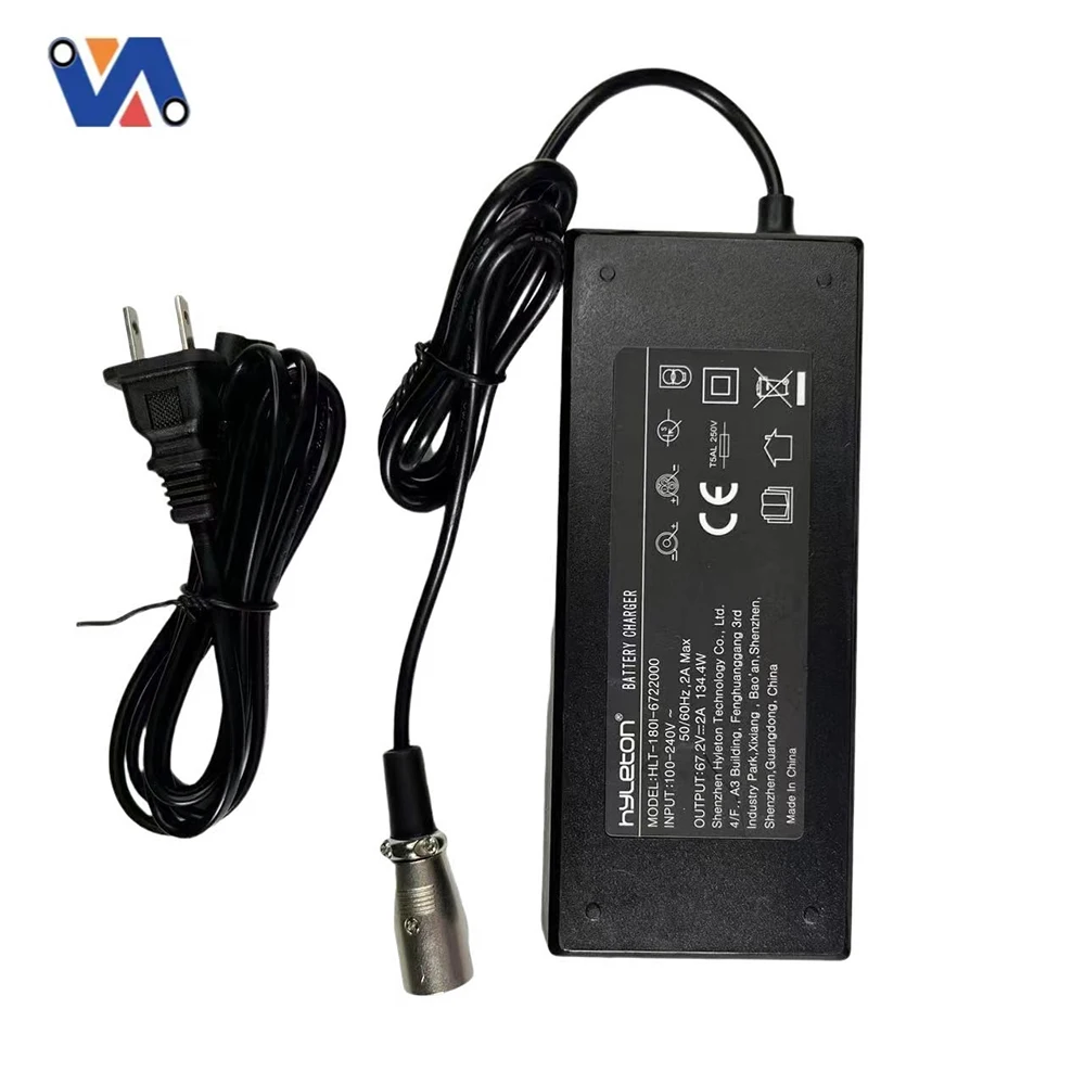 New Image 67.2V 2A Charger 3pin XLR Plug Scooter Battery Charger for 60V Scooter Li-ion Battery 67.2V 2A Power Adapter Charger