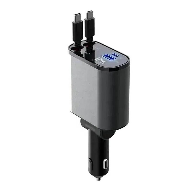 X11 120W Super Fast Charging Car Charger with Retractable Cable