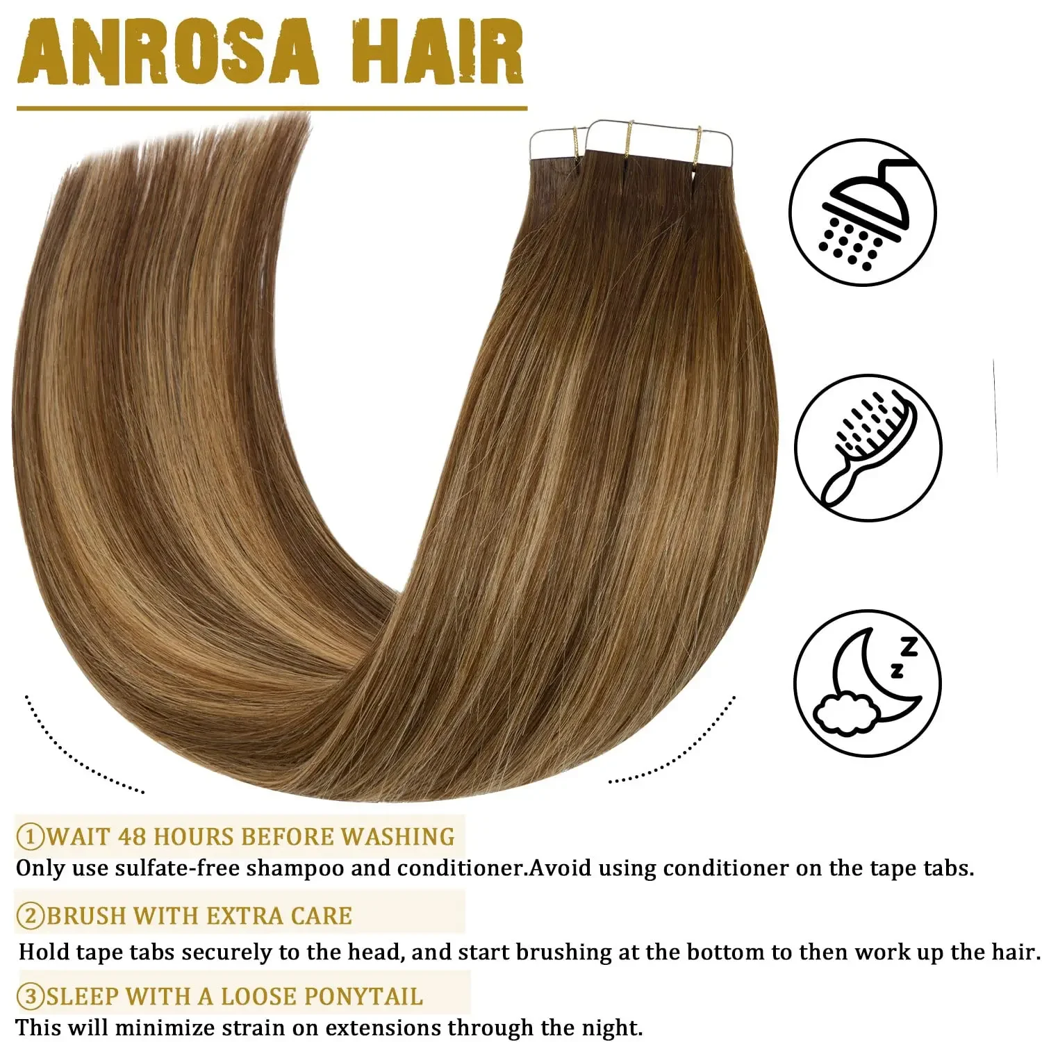 100% Remy Echthaar Tape In Extensions Naturschwarz Glatt_voghion.com