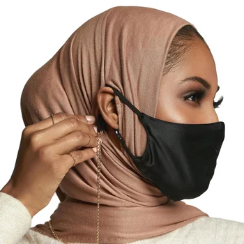Best Selling Latest Design with Ear Hole Jersey Scarves Soft Breathable Shawl Muslim Headscarf Instant Hijab