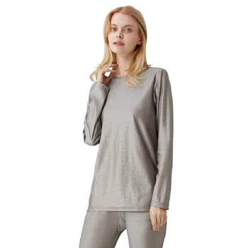 silver knit thermal top and pants for women to block  rfid