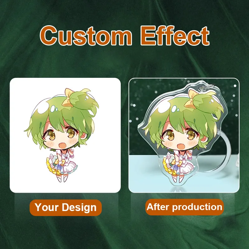 Custom Clear Acrylic Keychain Logo Cartoon Glitter Epoxy Keychain Charm Plastic Key Chain Anime Acrylic Keyring Custom
