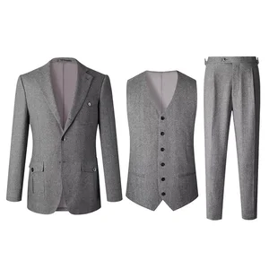 Men's Three-Piece Wool Fabric  Single Breasted Business Style Classic Italian with Custom Size Waistcoat Pants Suit