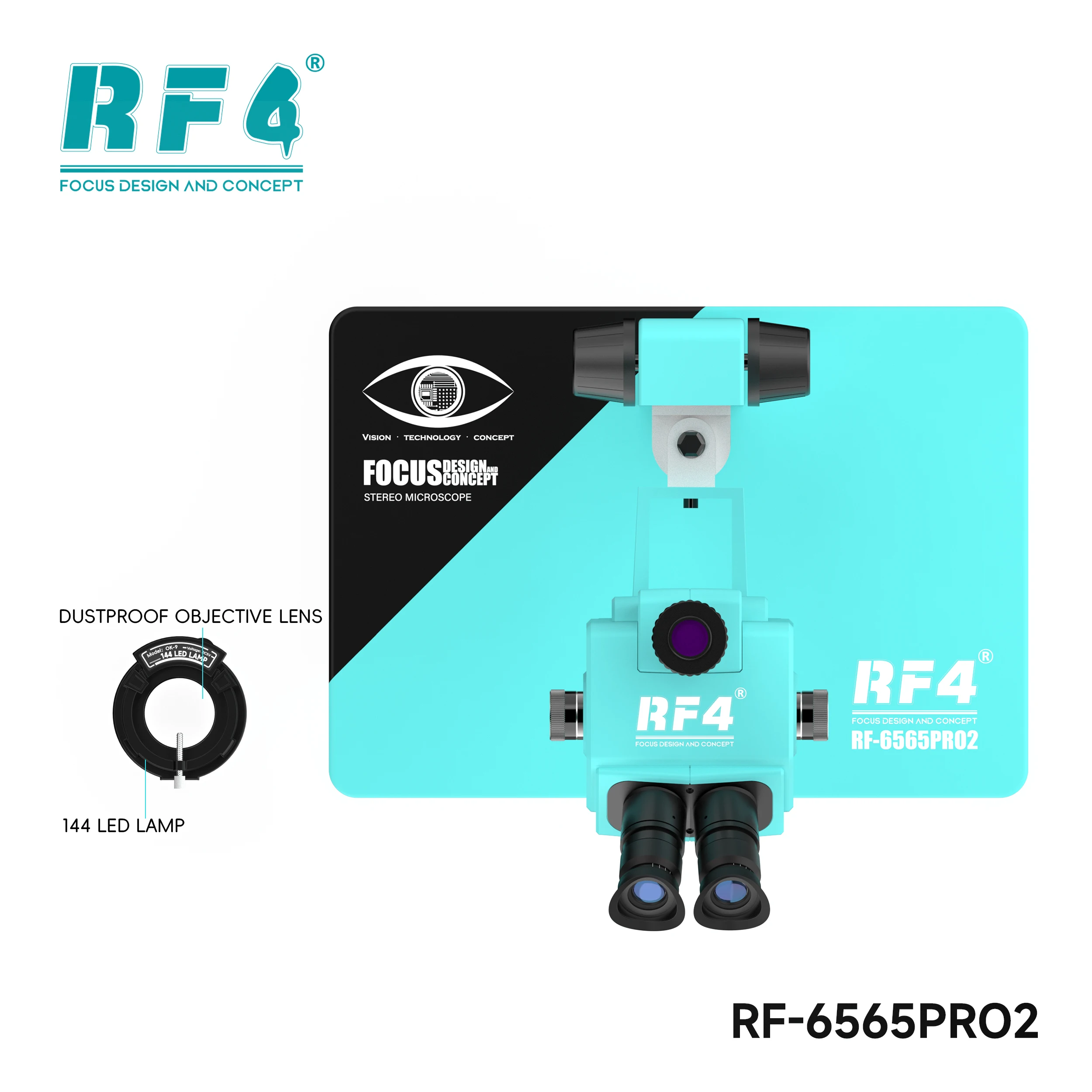 RF4 RF-6565PRO2 6.5-65X ZOOM Trinocular Stereo Microscope