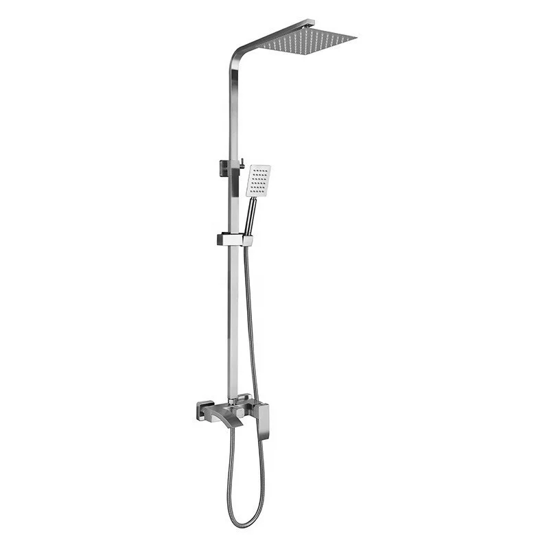 Brushed Stainless Steel 304 Shower System Rainfall + Handheld + Bidet Sprayer 3 Function Hotel Bathroom Shower Set OEM