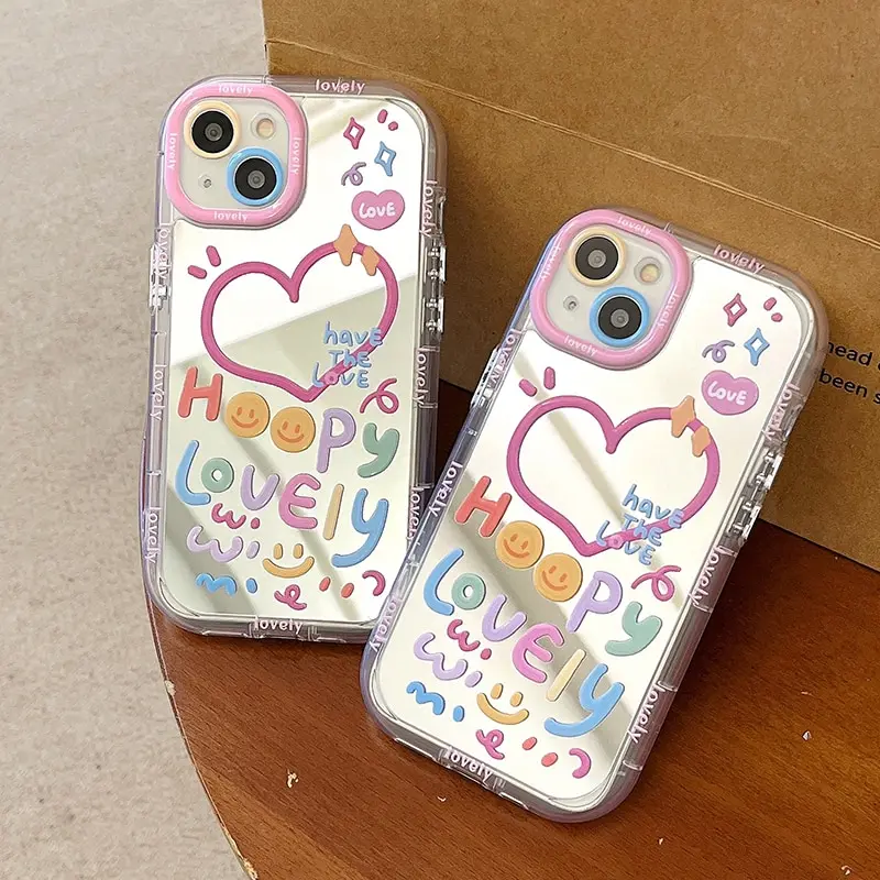 Ins Style Cute Girl Colorful Doodle Mirror Phone Case For Iphone 11 12 ...