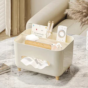 High-End Cream Style Modern Design Living Room Coffee Table Remote Control Desktop Storage Box Home Napkin and Tissue Holder