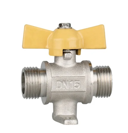 1/2 inch Wall Mounted Male Brass Gas Ball Valve with butterfly handle