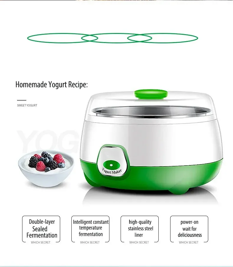 Electric Yogurt Machine Fully Automatic Yogurt Making Machine Multifunctional Cook Machine Stainless Steel Container Yogurt DIY