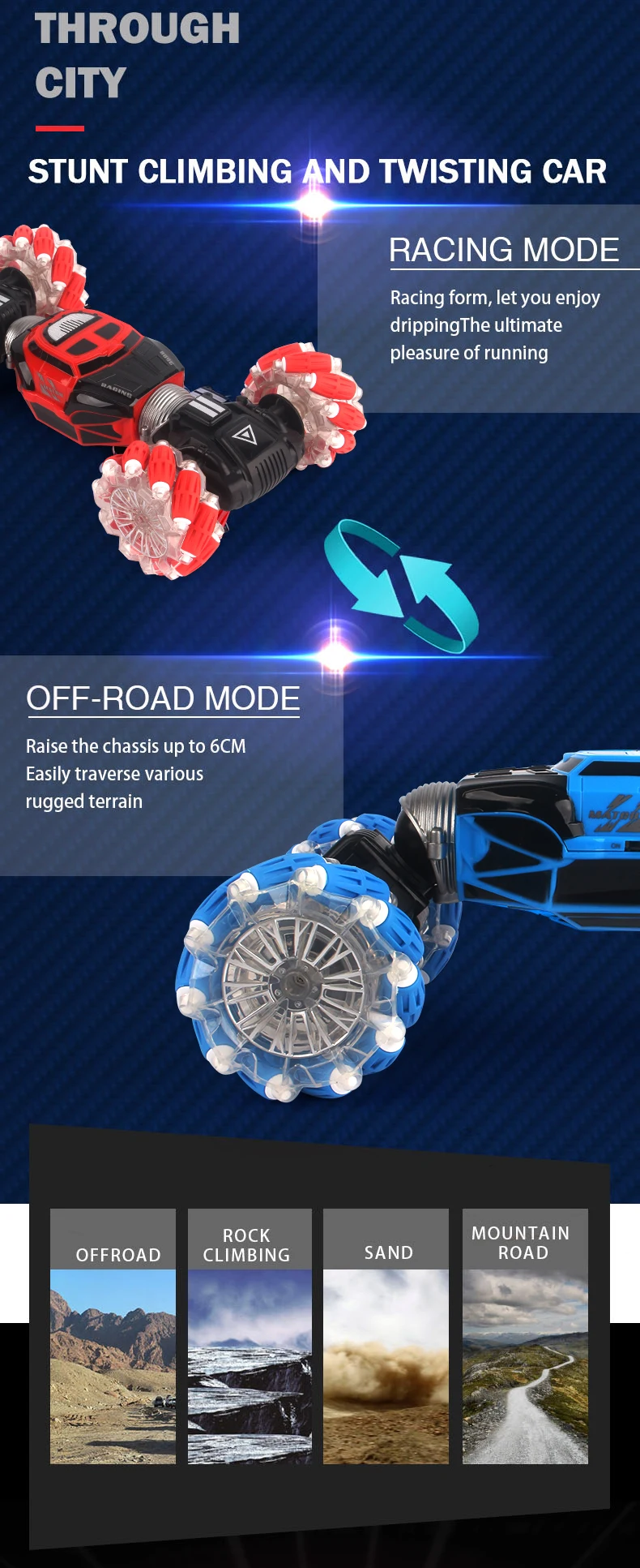 Double Side Remote Control Drift Twisting Rc Stunt Car 4wd Speed Car