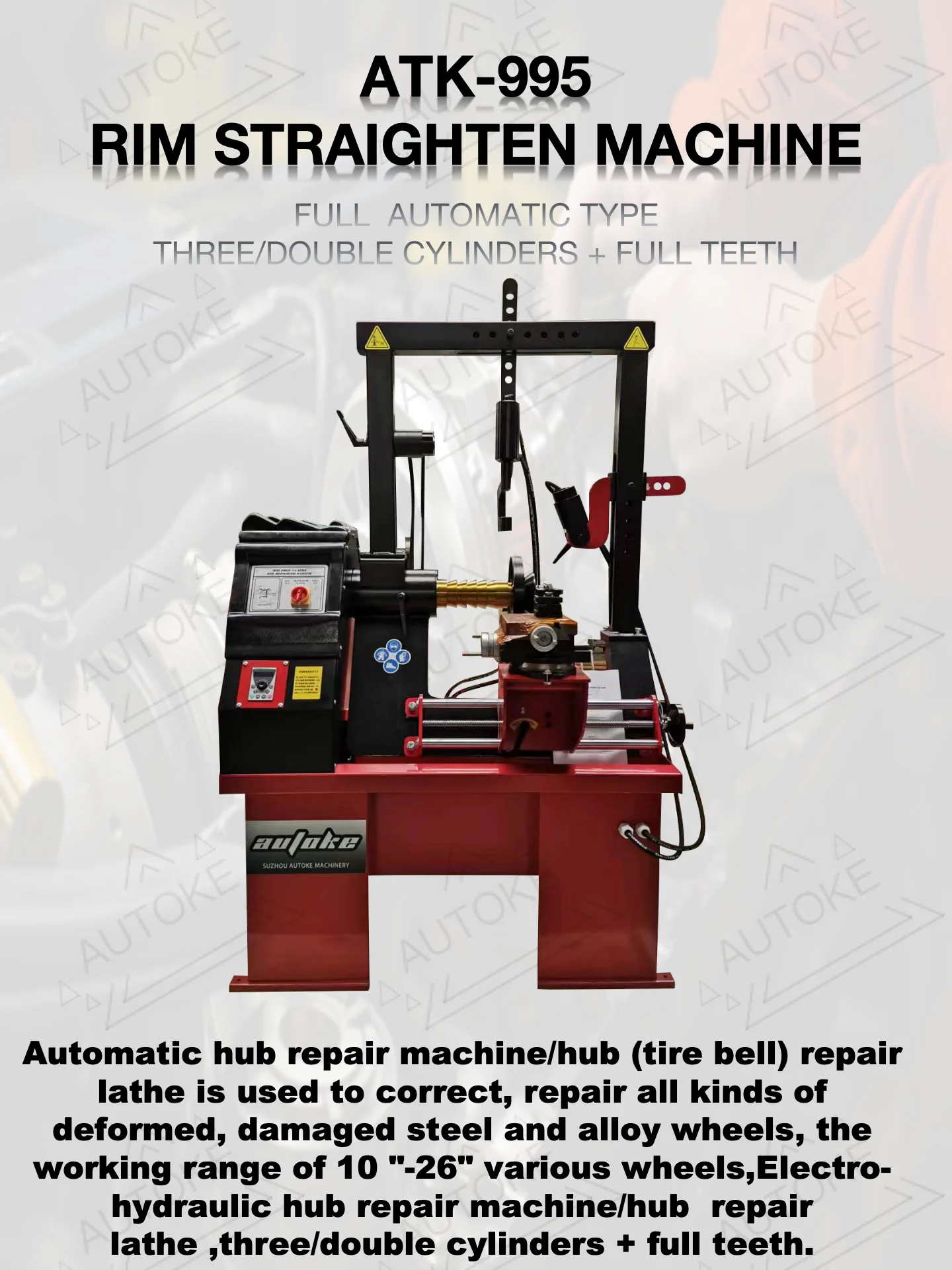 Automatic Wheel Straightening Machine with 10-26 Inch Hub Range 10t Hydraulic Pressure and 1.5KW Power