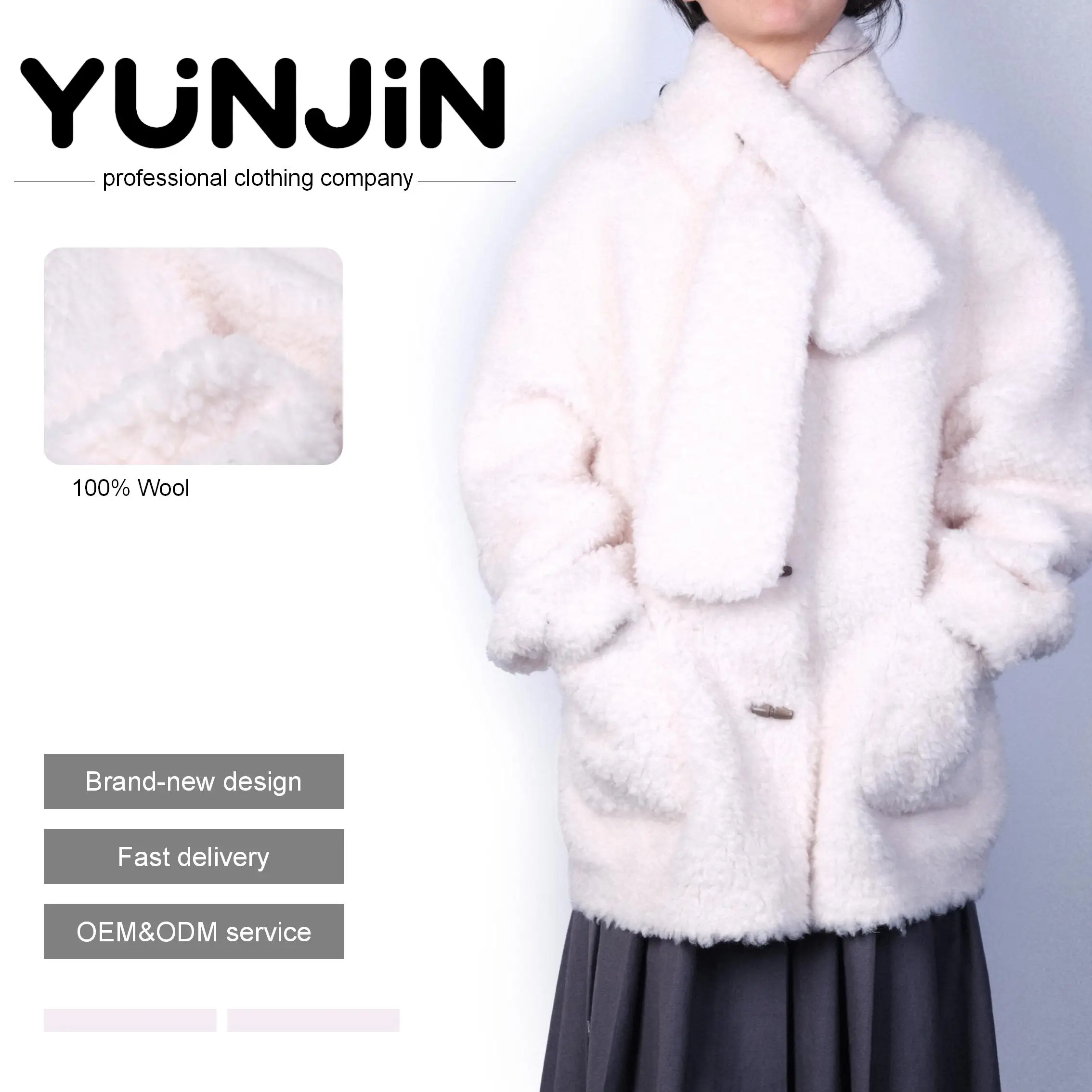 YUNJIN Women's Winter Real Wool Fur Coat with