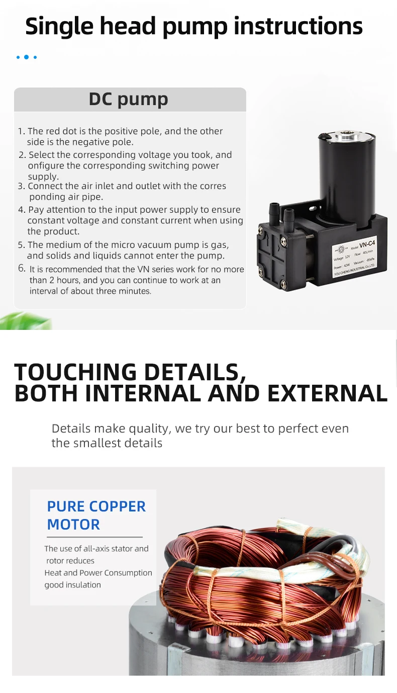 12v/24v 40l/min Electric Mini High Pressure Booster Micro Pumps Piston Air Pump Suction