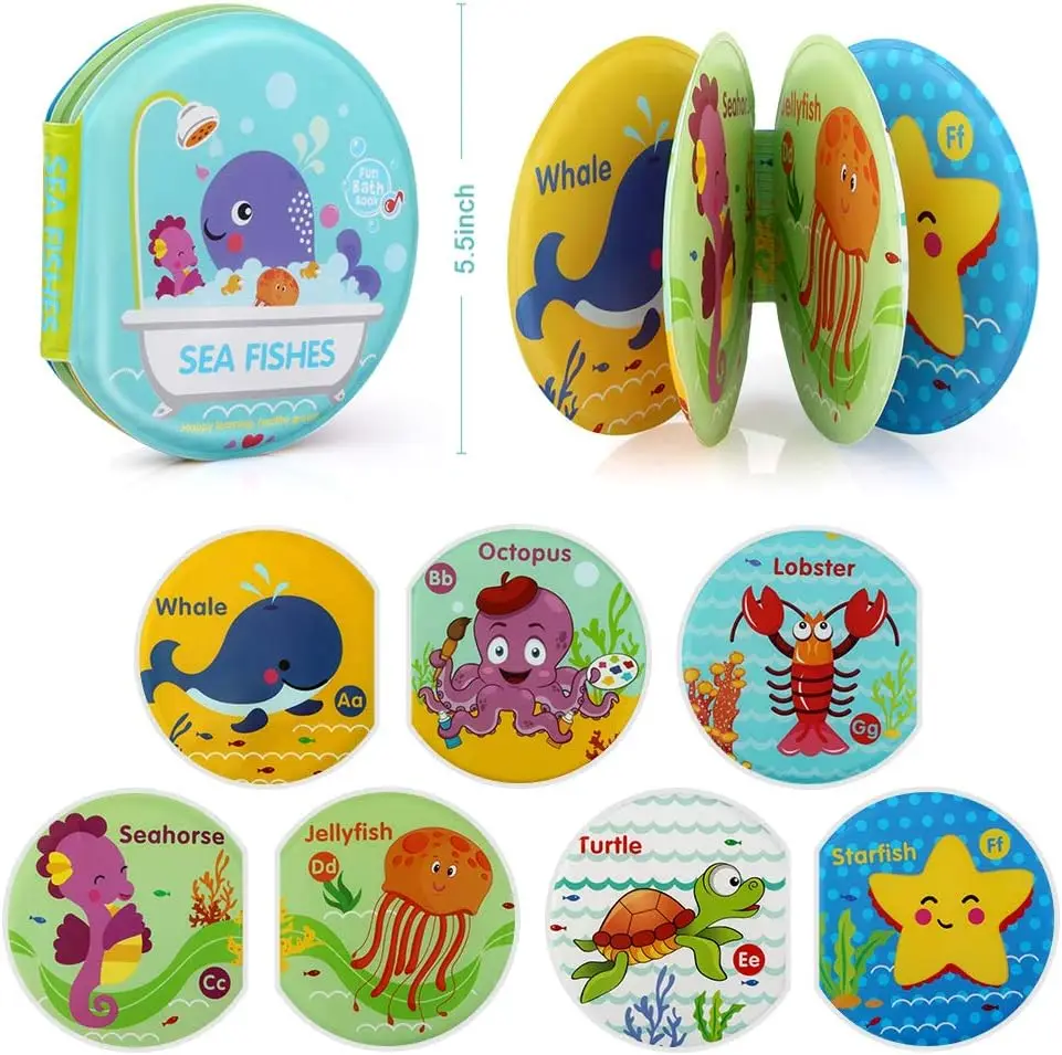 product custom cutesoft peva waterproof baby educational bath book for kids with funny animals child book printing bath book977-26