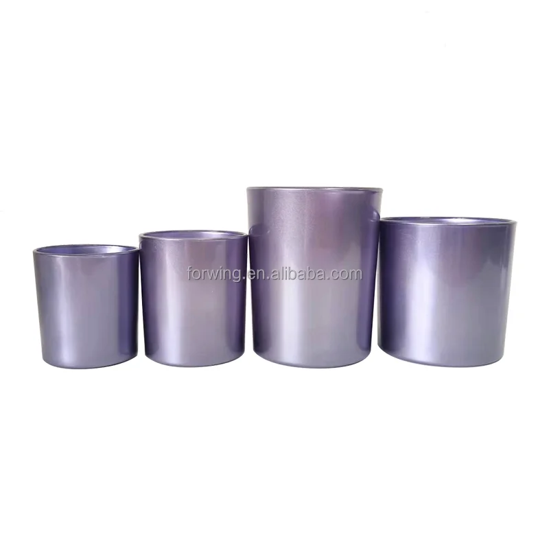 luxury empty pearlized bule glass candle holder massage unique candle jars set with lid for candle making manufacture