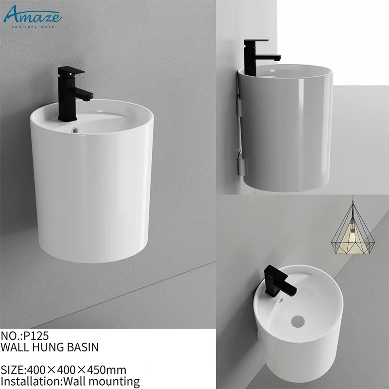 European style square modern design bathroom wall mount ceramic sanitary ware wash basin wall hung basin sink manufacture