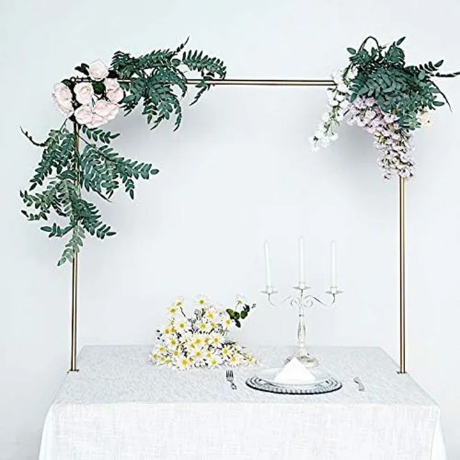 HOT Gold Adjustable Over the Table Rod Stand Metal Table Flower Arch for Weddings Showers Party Centerpiece Decorations