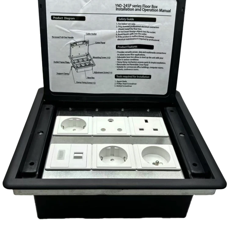 VNX Hot Sales UK /EU 15A Standard Function Keys ABS Waterproof Electrical Power Ground Outlet Floor Socket Box