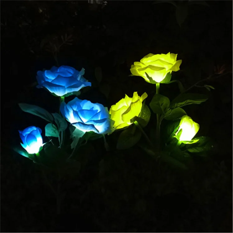 Solar Powered Rose Flower Garden Stake Light LED Solar Rose Lights Outdoor Waterproof for Garden Park Decoration