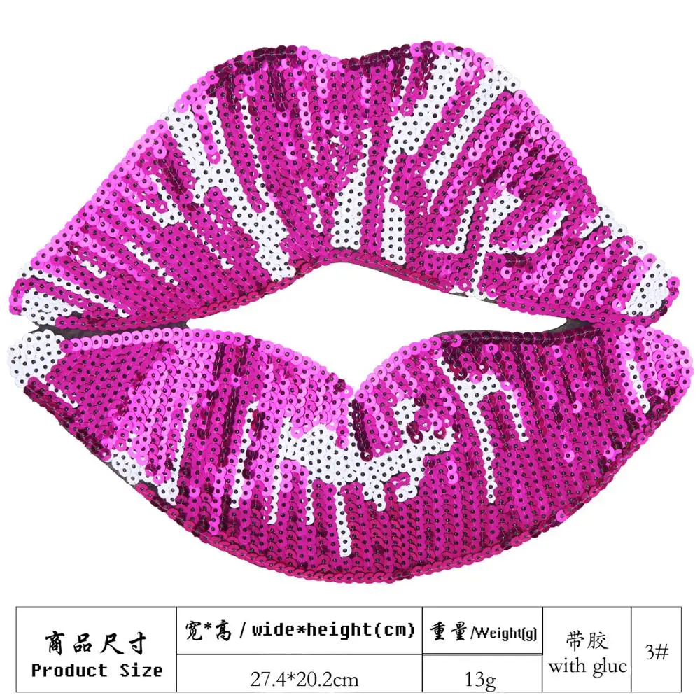 Блестящие Блестки ткань для губ вышитые нашивки одежда с отверстиями нарукавники