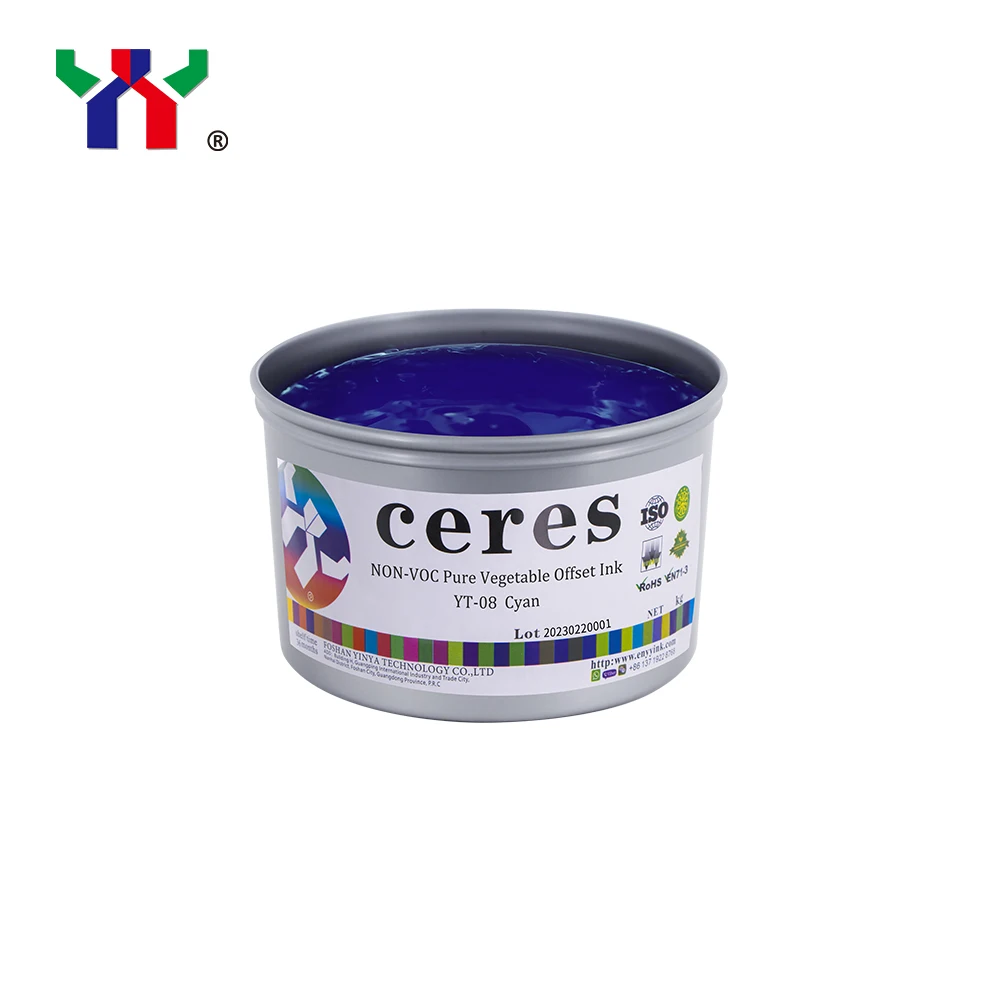 Ceres Top-rated Solvent Based Ink YT-08 Pure Vegetable Ink Yellow Cyan Black Magenta Offset Printing Ink From Plant