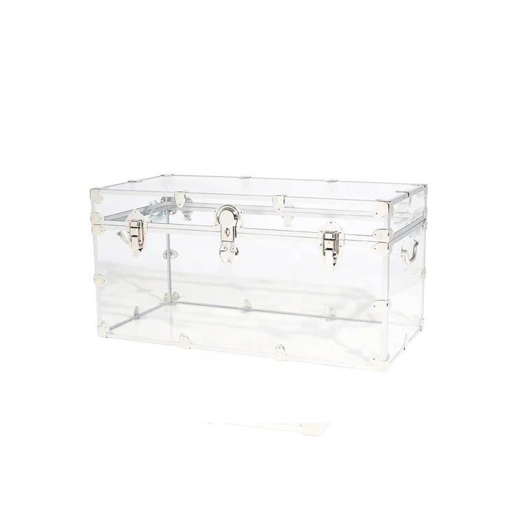 Wholesale Acrylic Trunk with Lock Storage Trunk Lucite Furniture Decoration Chic Coffee Table Clear