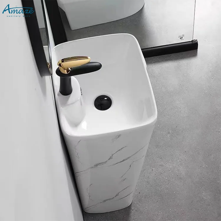 Hotel apartment toilet column basin bathroom sink wholesale manufacturers hand wash basin ceramic sanitary ware supplier