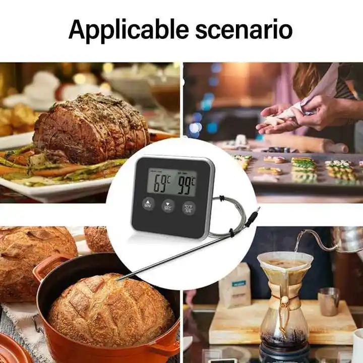 Hot Sale Durable Cooking Thermometer Touch Screen Stainless Steel Digital Meat Electronic Food Thermometers with Timer
