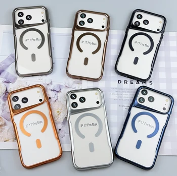 Premium Magnetic Electroplated TPU+Clear PC Phone case for iphone 17 Pro Max case