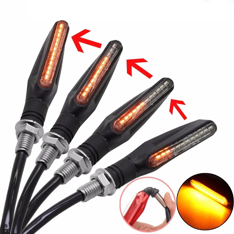 Universal 12V Led Motorcycle Turn Signals Indicator Light E24 Flowing Water Blinker Flashing Indicator